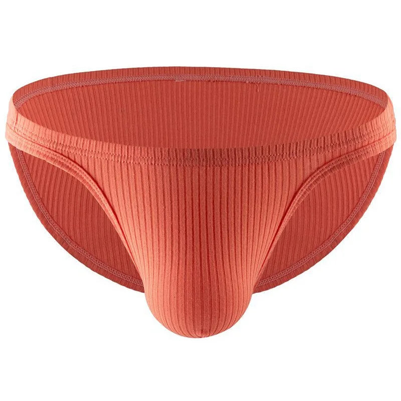 Men Ribbed Underwear Low Rise Bulge Pouch Briefs Soft Panties Male Breathable Underpants Man Comfortable Knickers Bikini Trunks