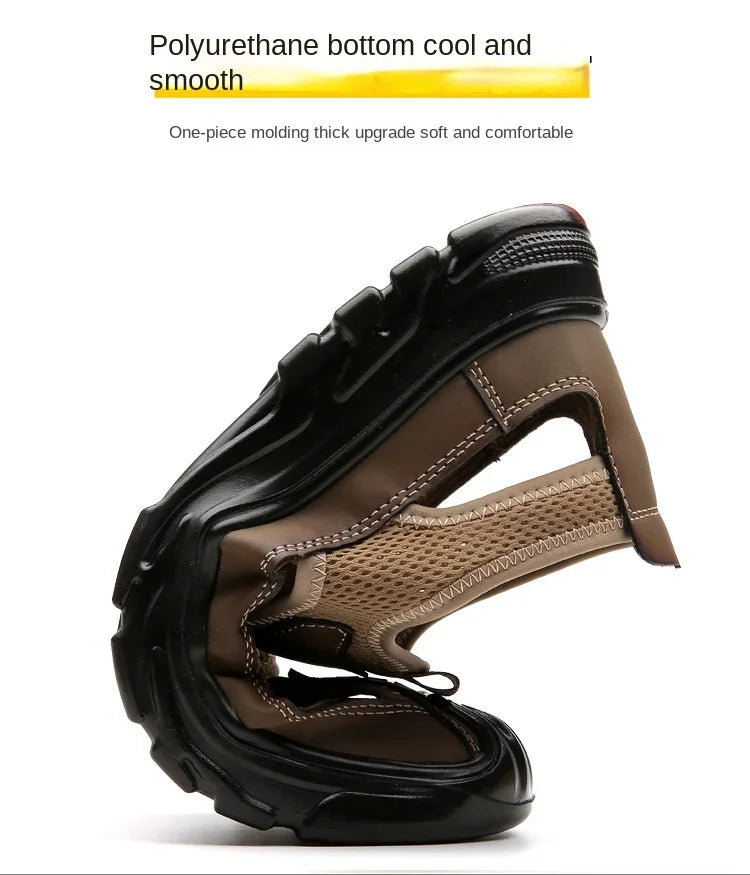 2025 Summer Beach Sandals for Men New Hollow Men's Sandals Outdoor Breathable Mens Bag Head Mesh Casual Shoes Zapatillas Hombre