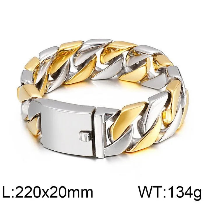 HAOYI Dropshipping 20mm Gold Color Bracelet Bangle Men's Heavy Chunky Link Chain Bracelet Fashion Jewelry Gifts