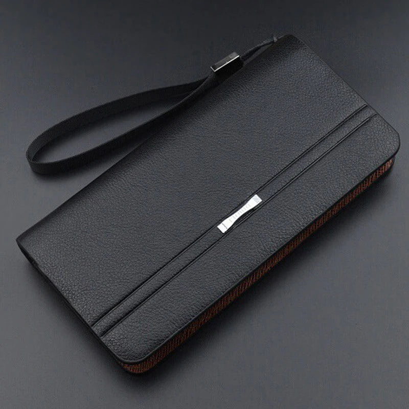 Men's Leather Long Wallet - Business Clutch with Phone Slot & Card Holder, Large Capacity Gift for Dad/Husband/Boyfriend