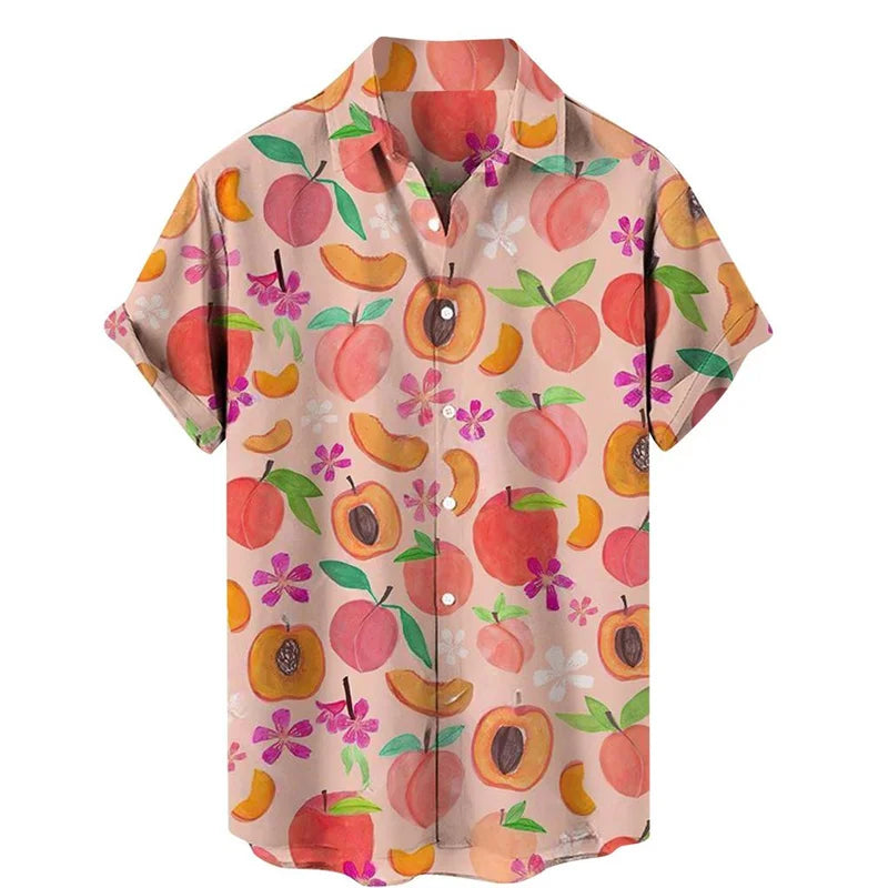 Men's Shirt  Fruit Pear Lemon 3d Printing Top Spring Summer Casual Hawaiian Blouse Lapel Short Sleeves Oversized Shirts Tops