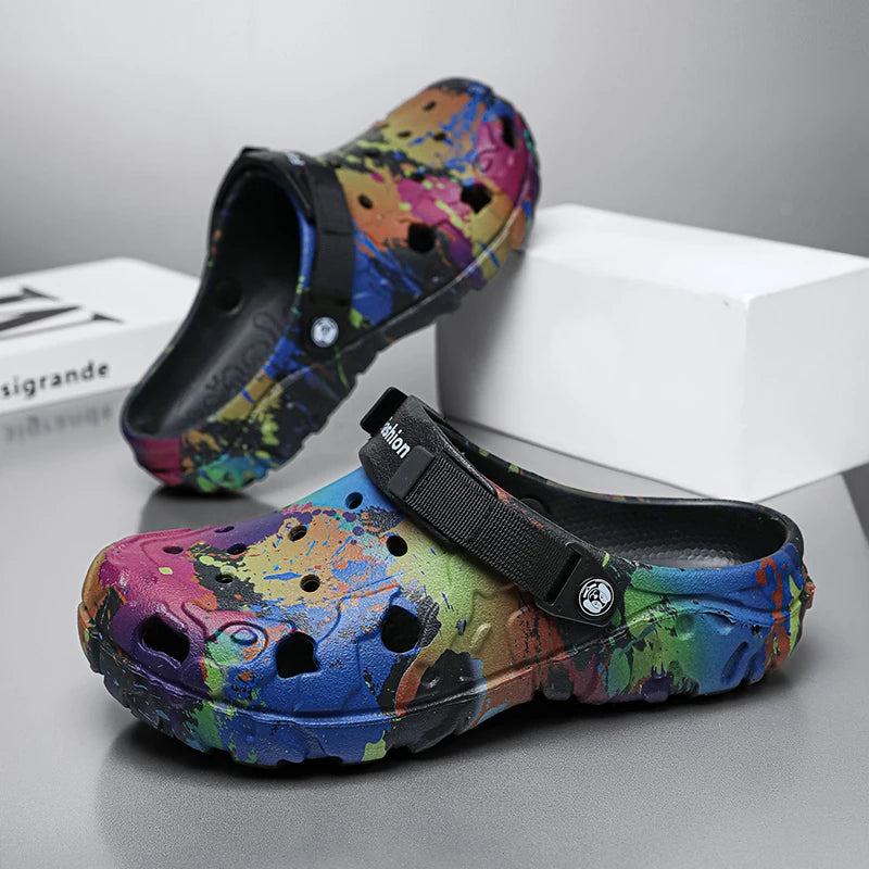 New men's slippers sandals men's garden shoes flat shoes camouflage sandals men's sports shoes outdoor activity floor home shoes