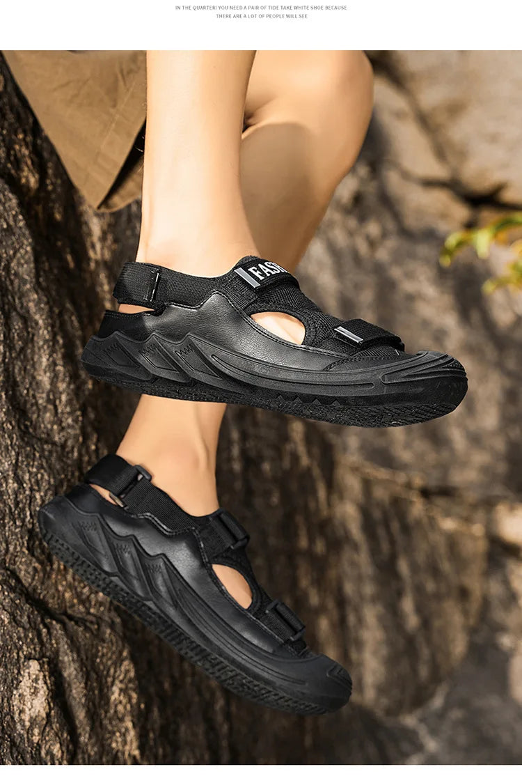 Men's Sandals Soft Bottom Summer Vacation Casual Beach Shoes Breathable Baotou Sandals