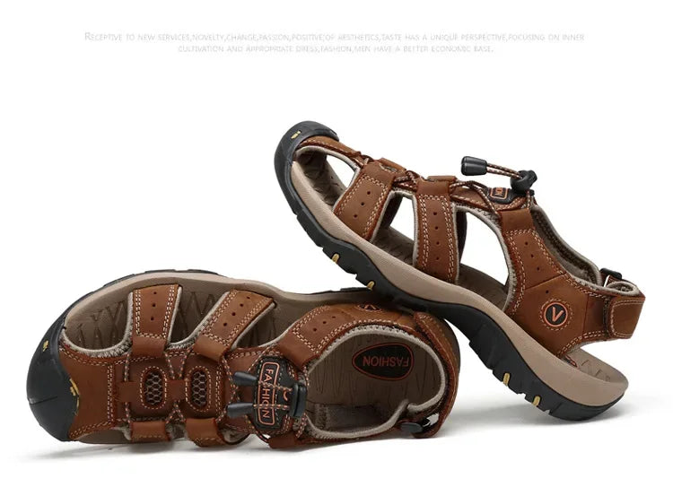 Sandals Summer New Men'sHollow Breathable Sandals Slippers Outdoor Baotou Beach Shoes Dad's Shoes Mens Shoes sandalias2024