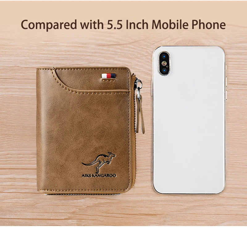 Men's Wallet PU Leather Business Card Holder Zipper Purse for Men RFID Protection Purses Luxury Designer Money Bag Male Gift