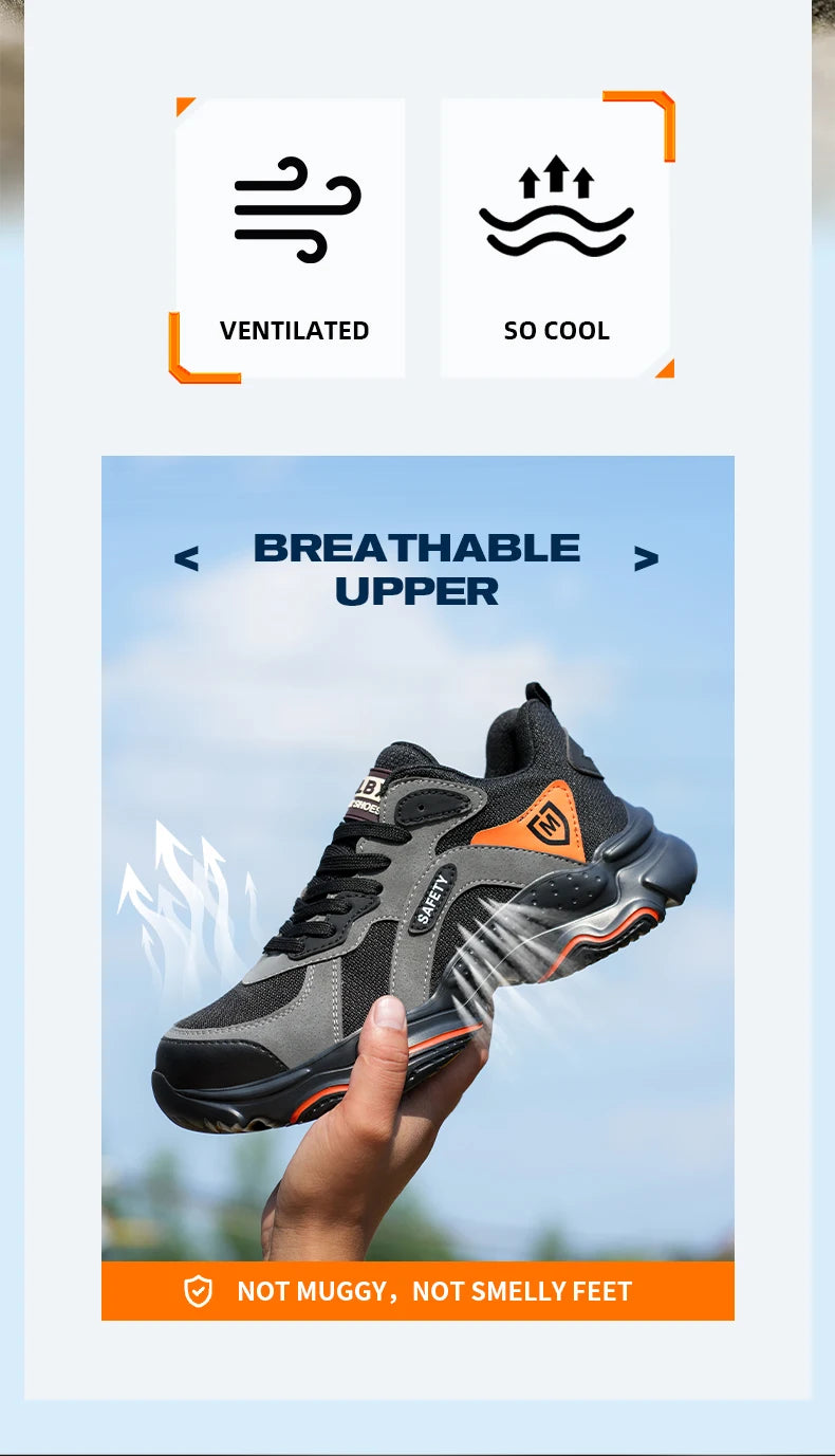 Work Sneakers for Men Safety Shoes Anti-smash Anti puncture Indestructible Shoes Breathable comfort Steel Toe Protection Shoes