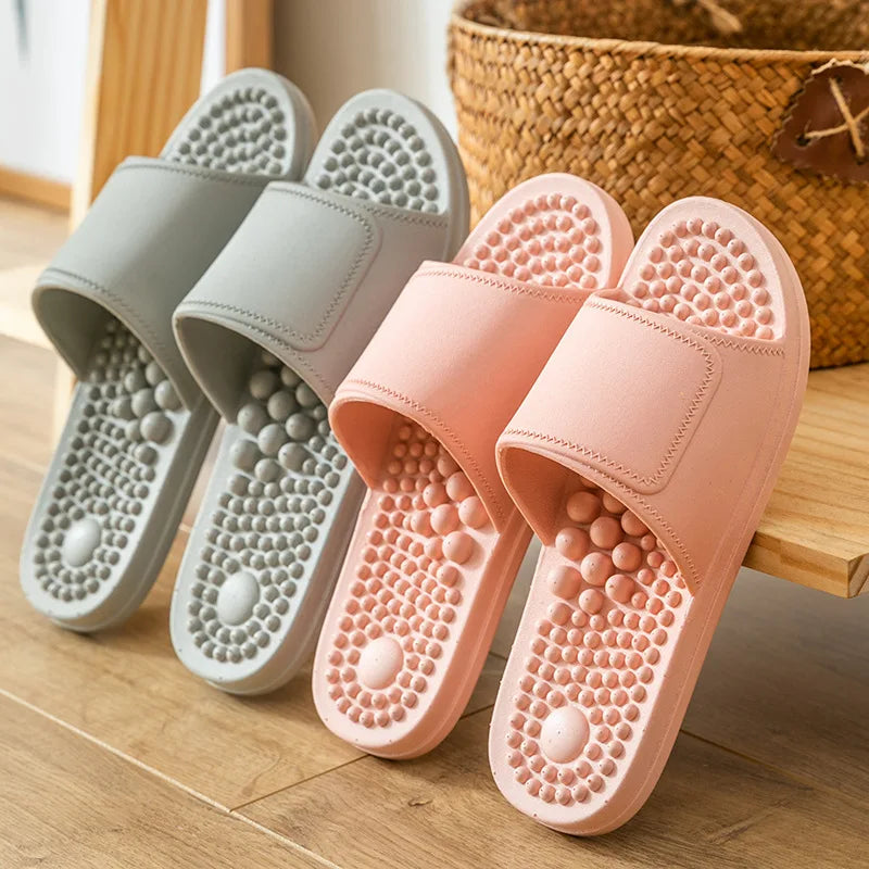 Women Men Foot Massage Slippers Indoor Bathroom Non-slip Soft Slides Comfort Flats Couples Home Relief Feet Health Care Shoes