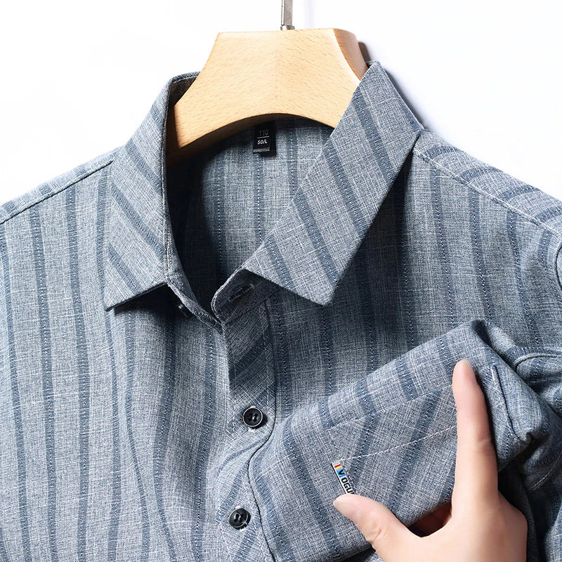 New Men's Business Casual Short Sleeved Printed Shirt with Wrinkle Resistance No Ironing Comfortable All Season Versatile Top