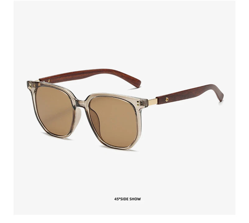 Classic Big Woodgrain Sunglasses Men women Retro Oversize Square Sun Glasses Male Female Fashion Summer Vacation Driving Shades