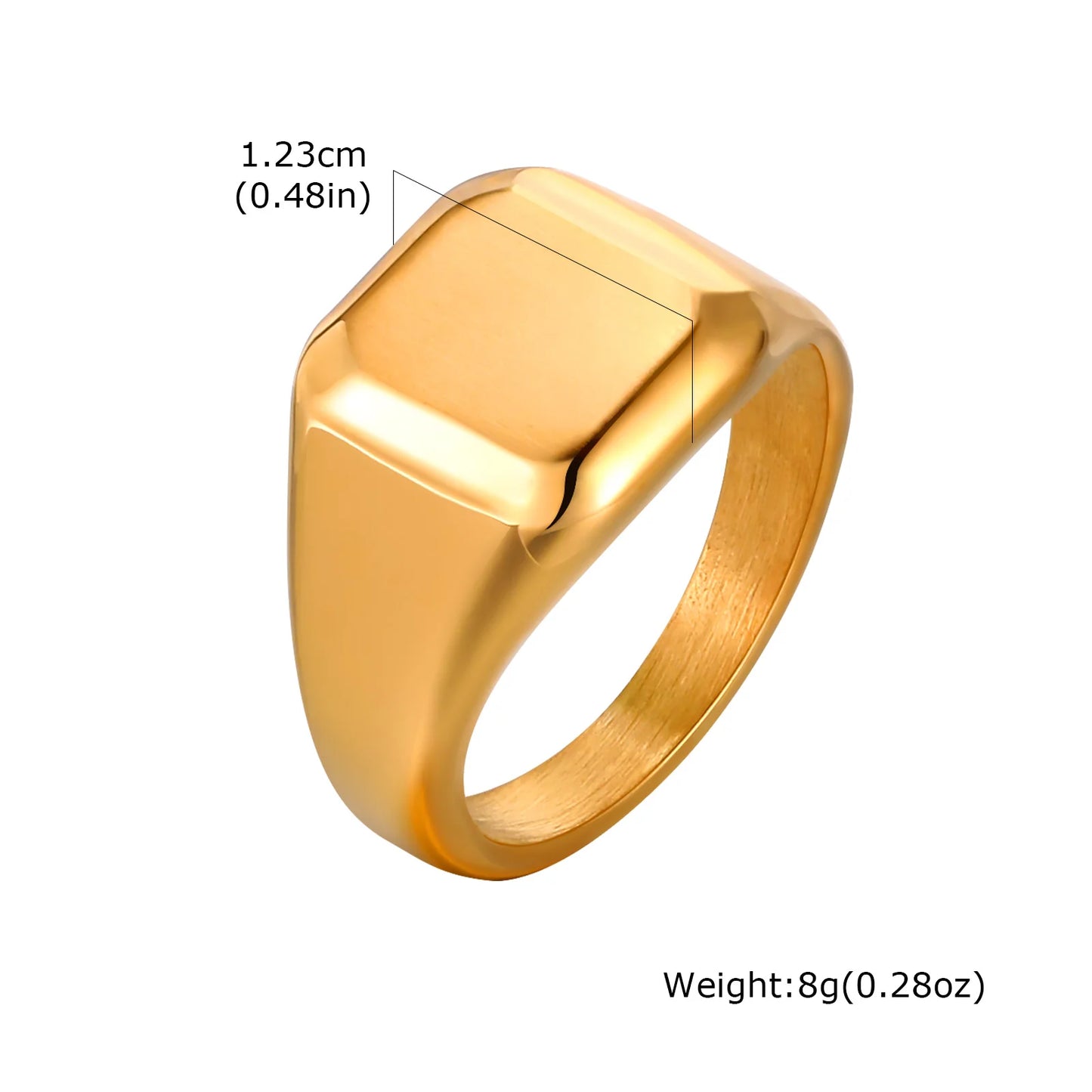 Stainless Steel Square Signet Ring for Men, Gold Silver Color High Polished Chunky Ring, Simple Statement Jewelry Thumb Ring
