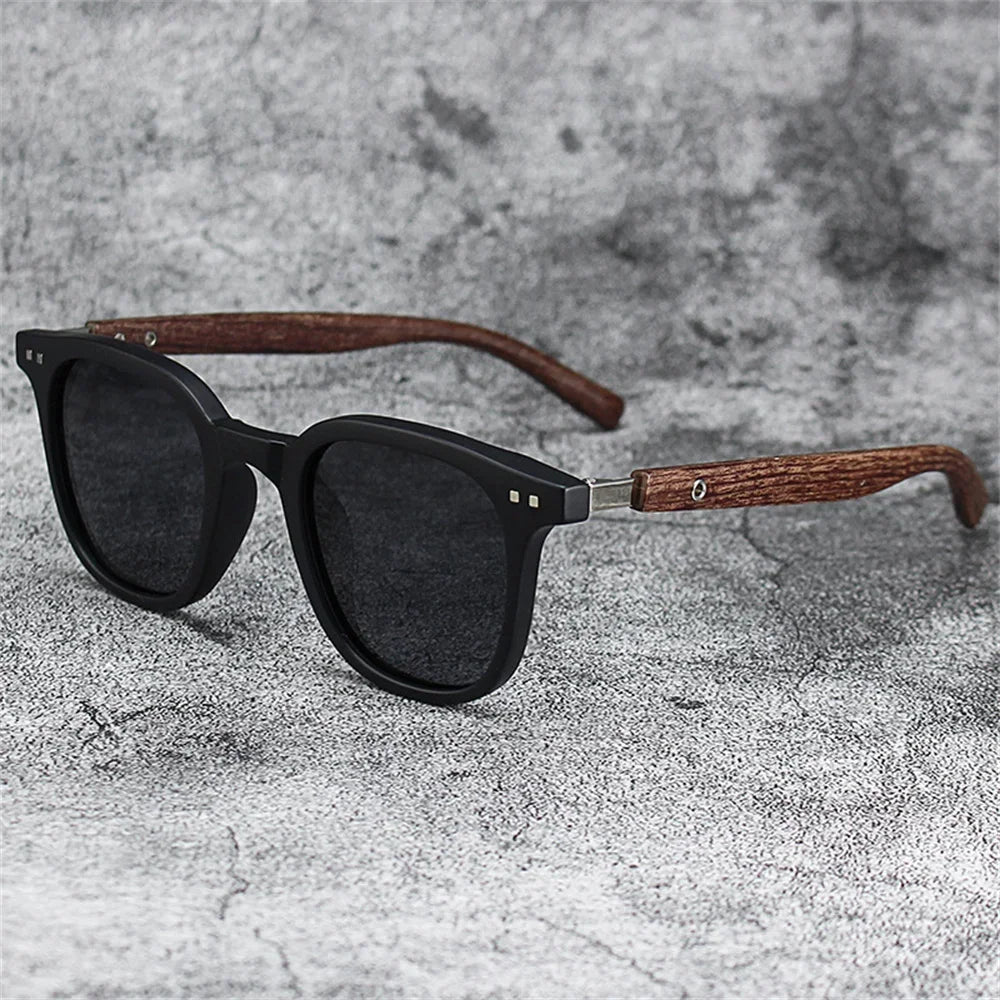 Men Vintage Wooden Frame Sunglasses Classic Brand Sun Glasses Coating Lens Men Polarized UV Protection Driving Eyewear