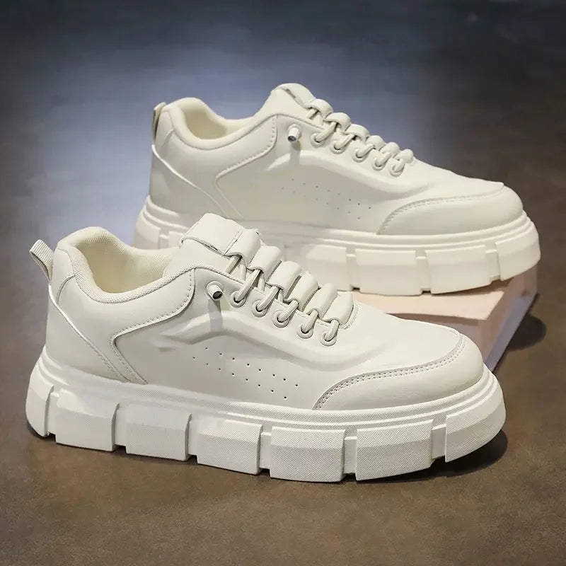 Sneakers Casual Men Designer Easy Matching White Board Shoes Fashion Leather Breathable Height Increased Flat Platform Gym Shoes