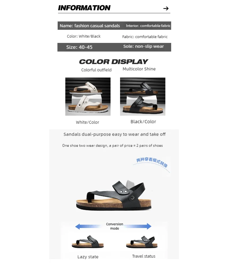 Mens Outdoor Open Toe Sandals Summer Breathable Beach Shoes Casual Sandals Indoor Soft Bottom Thickening Comfortable Non-slip