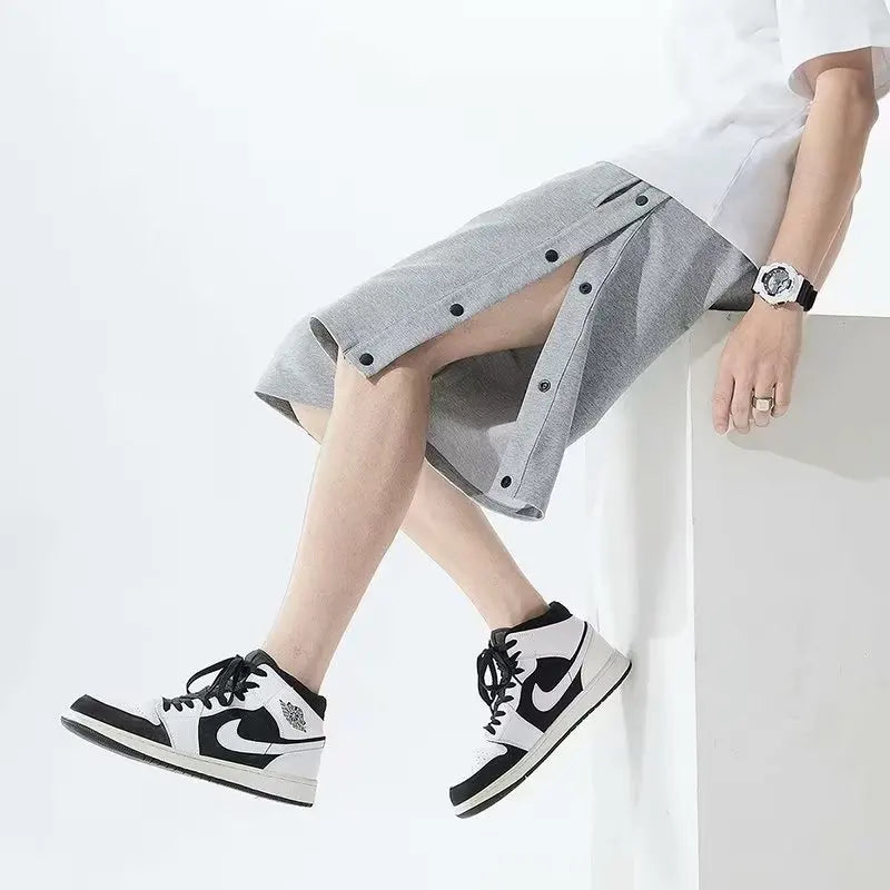 Fully Open-breasted Shorts for Men in Summer Korean Style, Wear Loose Casual Couples Sports 5-point Pants