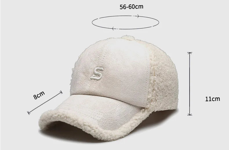 Baseball caps, outdoor warm caps, teddy velvet embroidered cold caps, stylish with warm hats