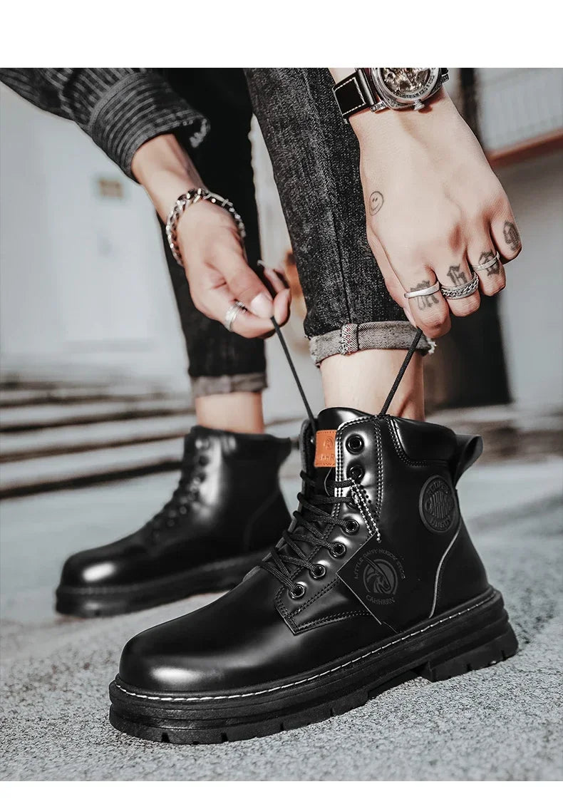 2024 New Men Boots Fashion Motorcycle Ankle Boots for Waterproof Hiking Boot Winter Chelsea Retro Boots Comfy