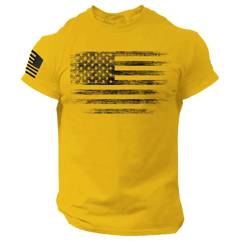 Gym Men's T Shirt For Men 3d Print USA Flag T-shirts Casual Oversized Short-sleeved Tees Summer Sportswear Tops Men Clothing