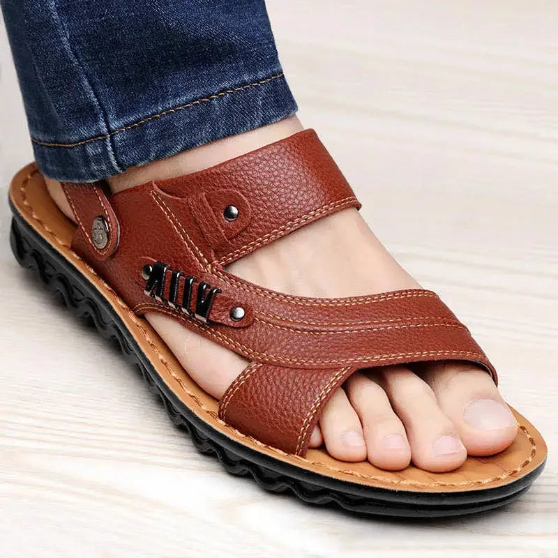 Men's Sandals Fashion Casual Leather Sandals Outdoor Non Slip Trekking Sandalias Summer New Beach Shoes for Man Designer Slipper