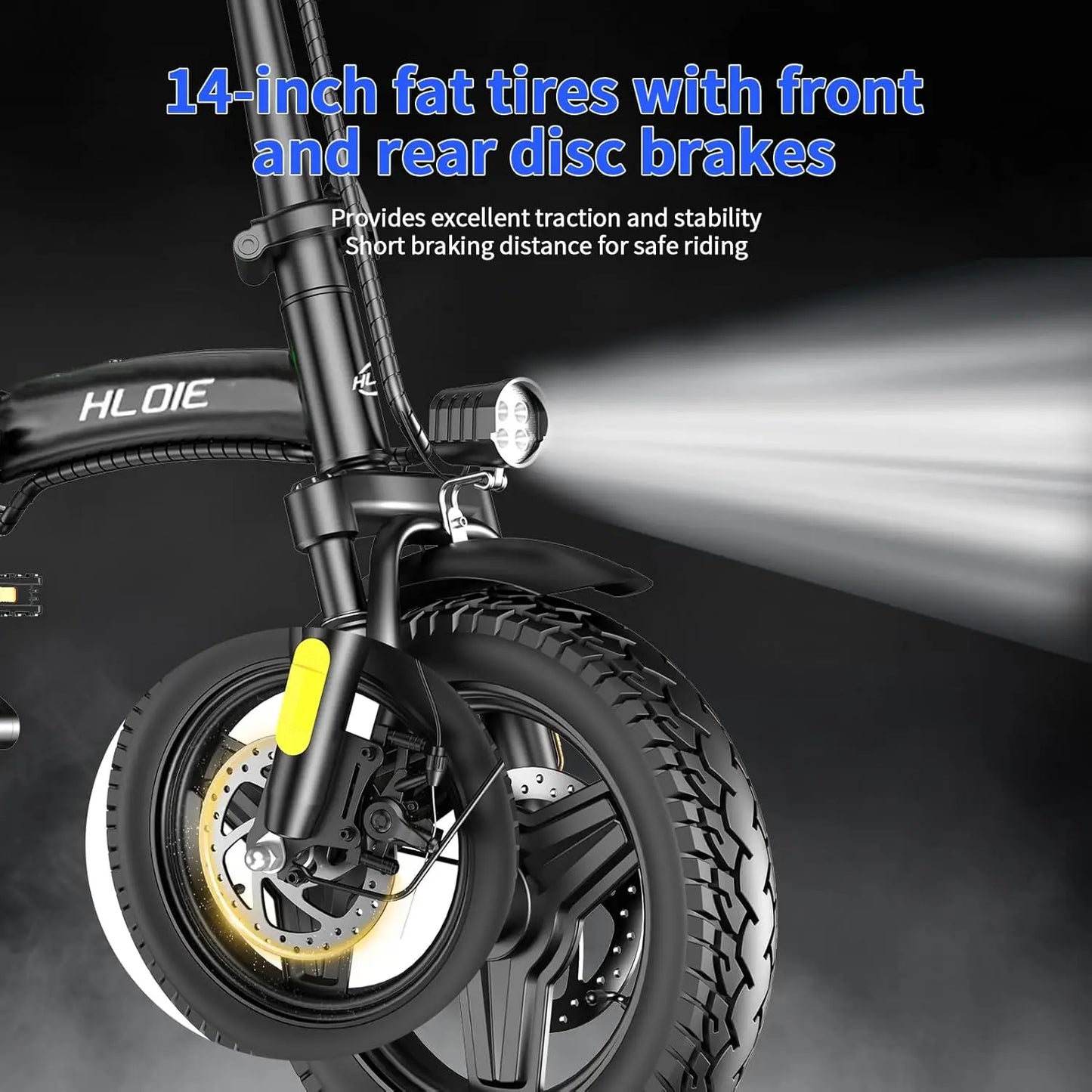 Folding Electric Bike for Adults, 500W Peak Motor, Up to 23 MPH, 14” Foldable Ebike with 48V 12Ah Battery, 35 Miles, Customized