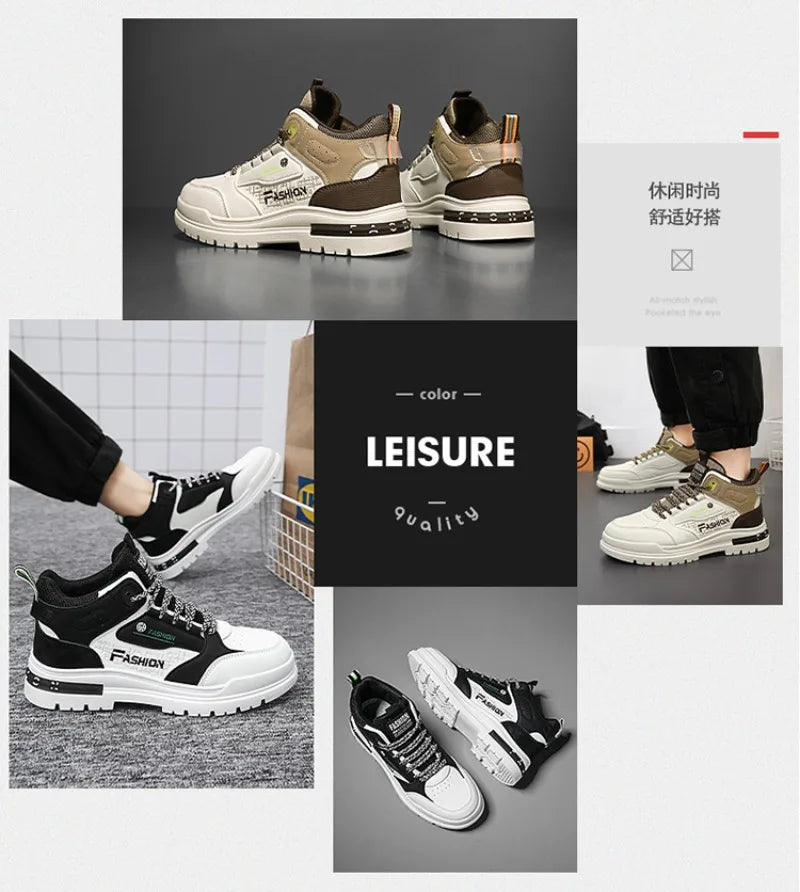 2025New Men High-top Casual Shoes Outdoor Comfort Sneakers Lightweight Man Running Sport Shoes Soft-soled Walking Zapatos Hombre