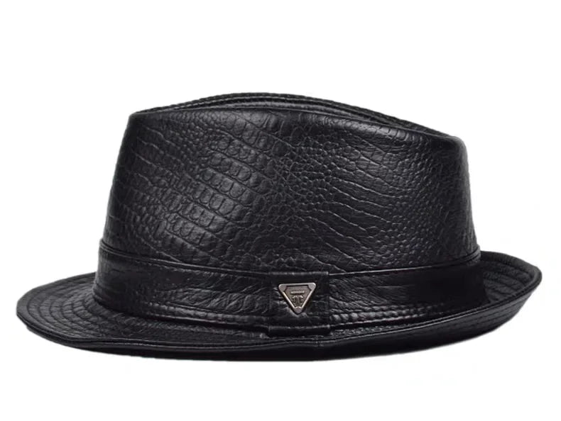 Male High Quality Genuine Leather Sheepskin Formal hat Gentleman Cow Skin Short Brim Yellow Brown Top Hat Male Shows Gentleman
