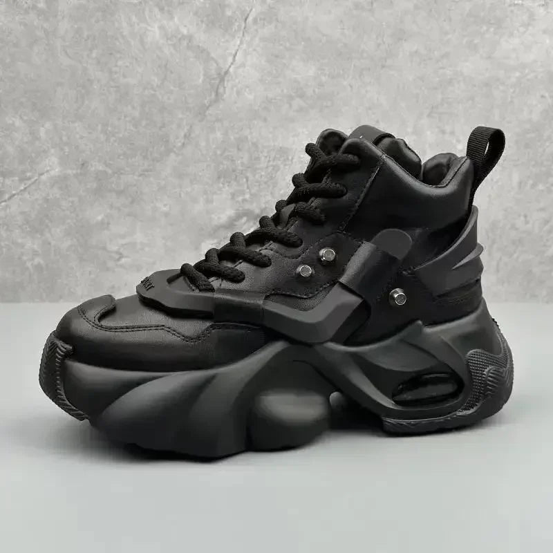 Men's Boots High Top  New Trend Wear-resistant Synthetic Leather Boots Casual Lace Up Height Increasing Fashion Boots 2025