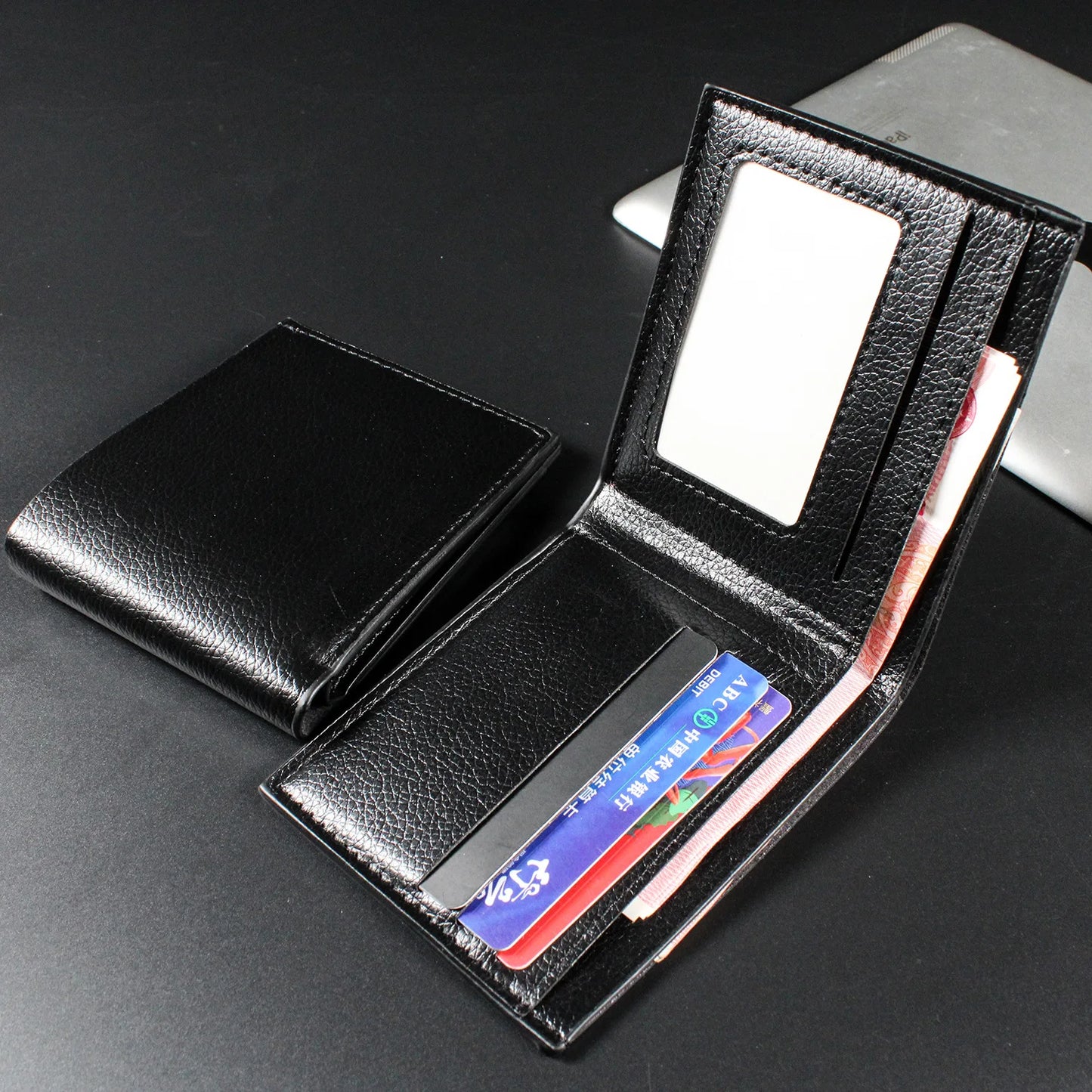PU Leather Slim Short Wallets for Men Card Holders Ultra-thin Money Clips Luxury Designer Mini Men Wallet Driving License Holder