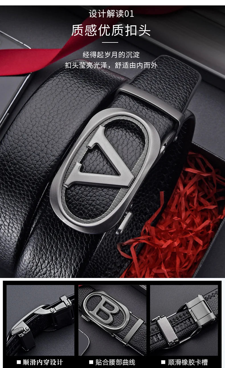 Belt, Men's Fashion, Student Automatic Buckle Leather Belt, Men's Business Casual Versatile Men's Pants Belt