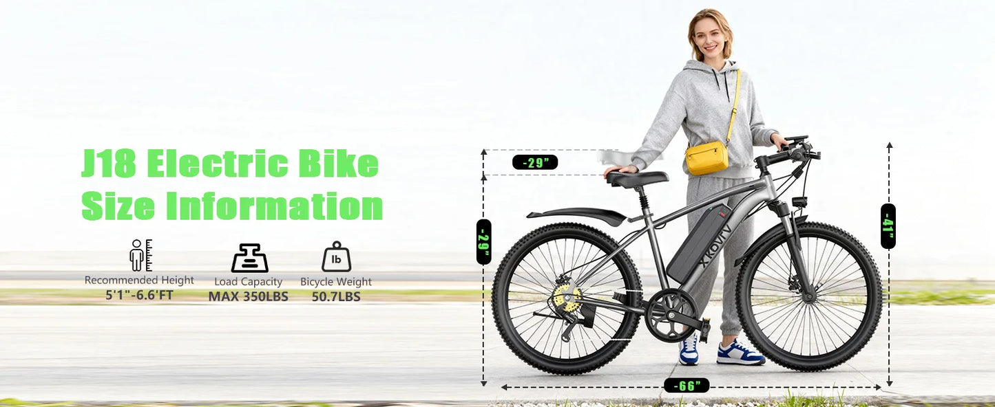 7-Speed E-Bike for Adults, 26" Electric Bicycle 1200W Peak Motor, 55 Miles 25MPH Commuting & Off-Road Electric Mountain Bike,
