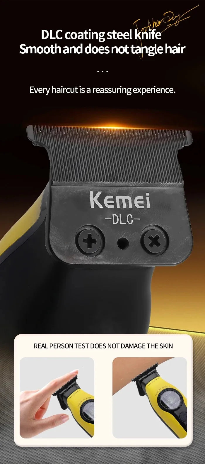 Kemei 1595 Barber Cordless Hair Trimmer Professional Men Hair Clipper External Rotor Brushless Motor Finish Hair Cutting Machine