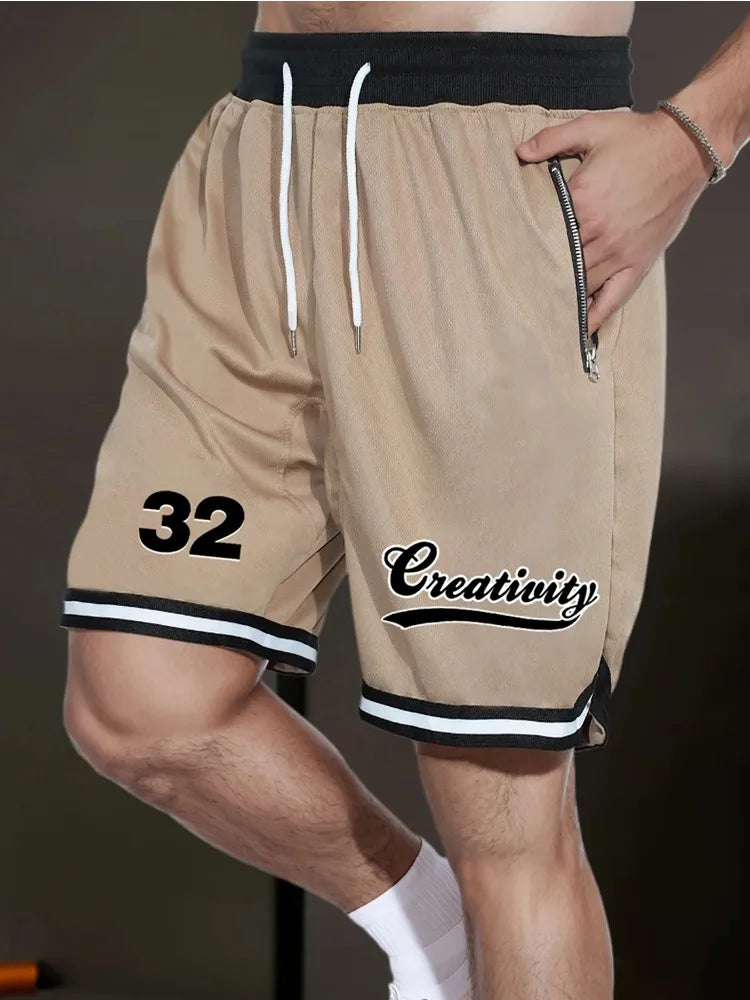 Men's Basketball Shorts Sports Fitness Running Casual Shorts Summer Breathable Five Points Pants Loose Quick-Drying Short Pants