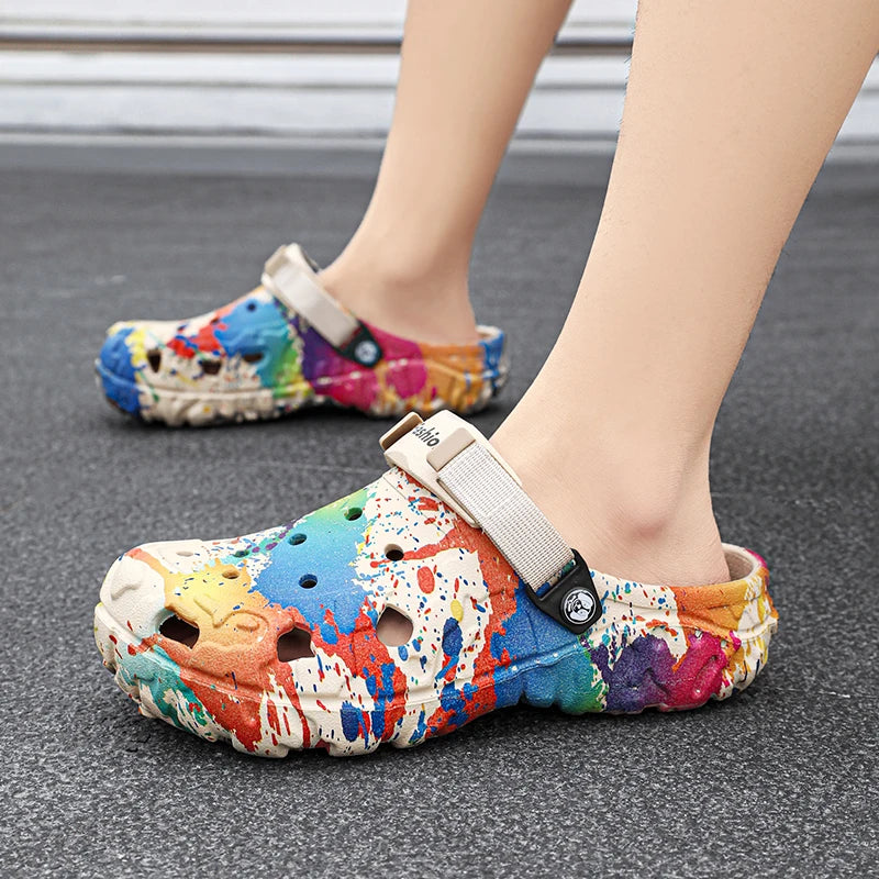 New men's slippers sandals men's garden shoes flat shoes camouflage sandals men's sports shoes outdoor activity floor home shoes