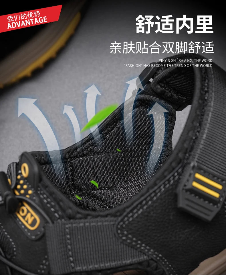 Summer Men Sandals Genuine Leather Mens Casual Shoes Outdoor Men Leather Sandals for Men Beach Shoes Roman mens Shoes