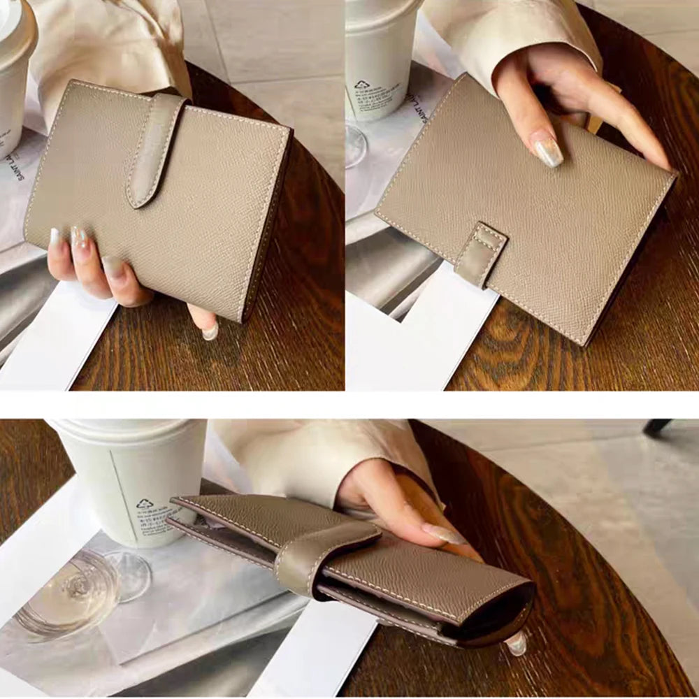 Luxury Design Genuine Leather Wallet For Woman Custom Initials Fashion Folding Passport Holder Business Card Holder Coin Purse