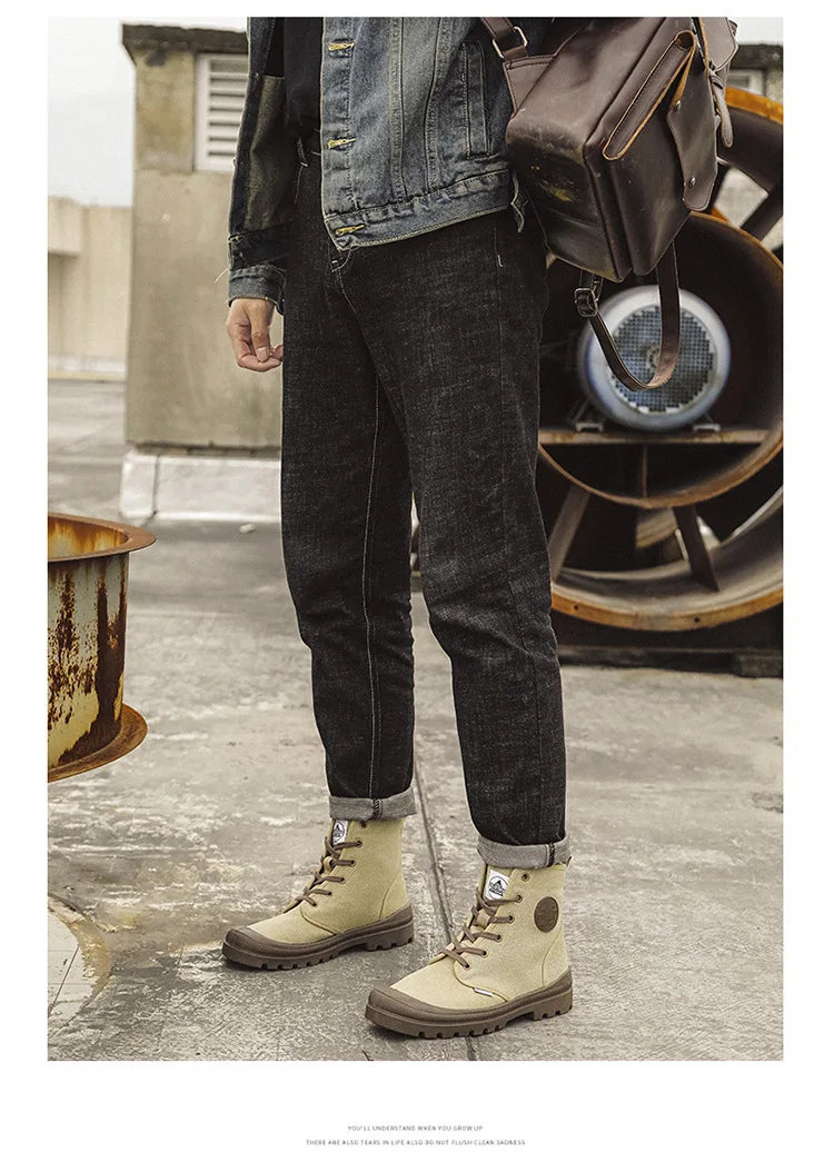 New Fashion High-top Mens Boots Outdoor Comfortable Mens Casual Boots Jungle Mountaineering Men Shoes Wide Bottom Platform Boots