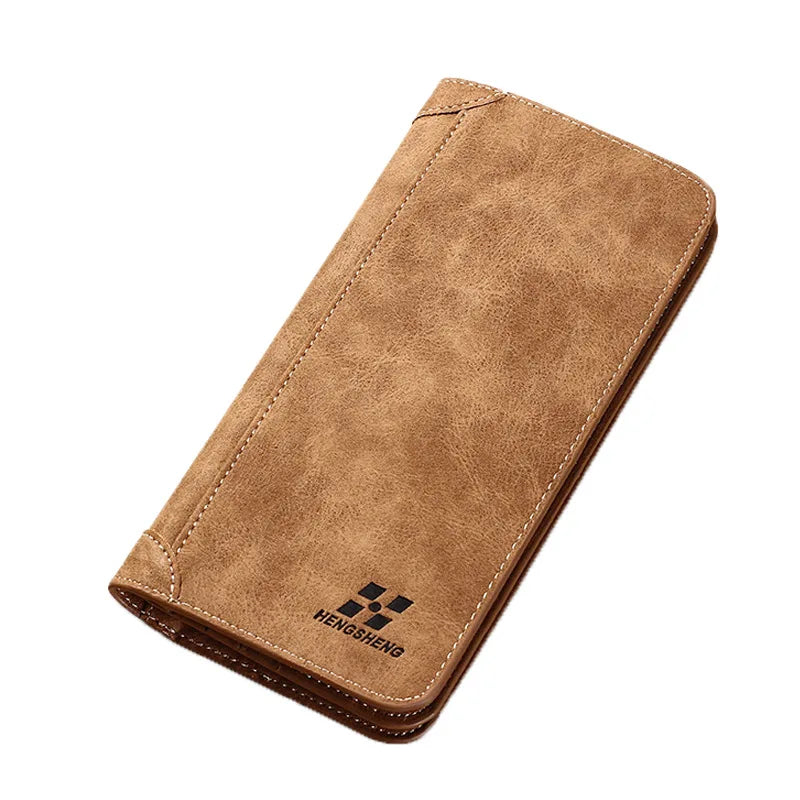 Long Men's Wallet Retro Casual Brand Wallet Korean Version Clutch Large Capacity Frosted Card Holder