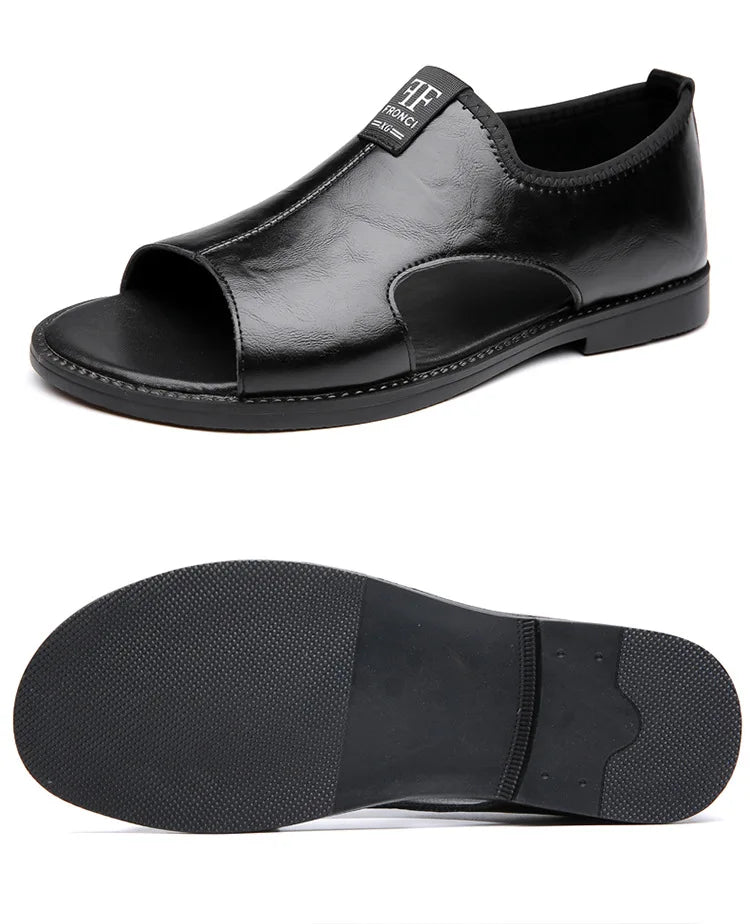2025 Roman Sandals Summer new Men's Shoes Casual anti-skid driving leather shoes Breathable trendy soft soled Male sandals Homme