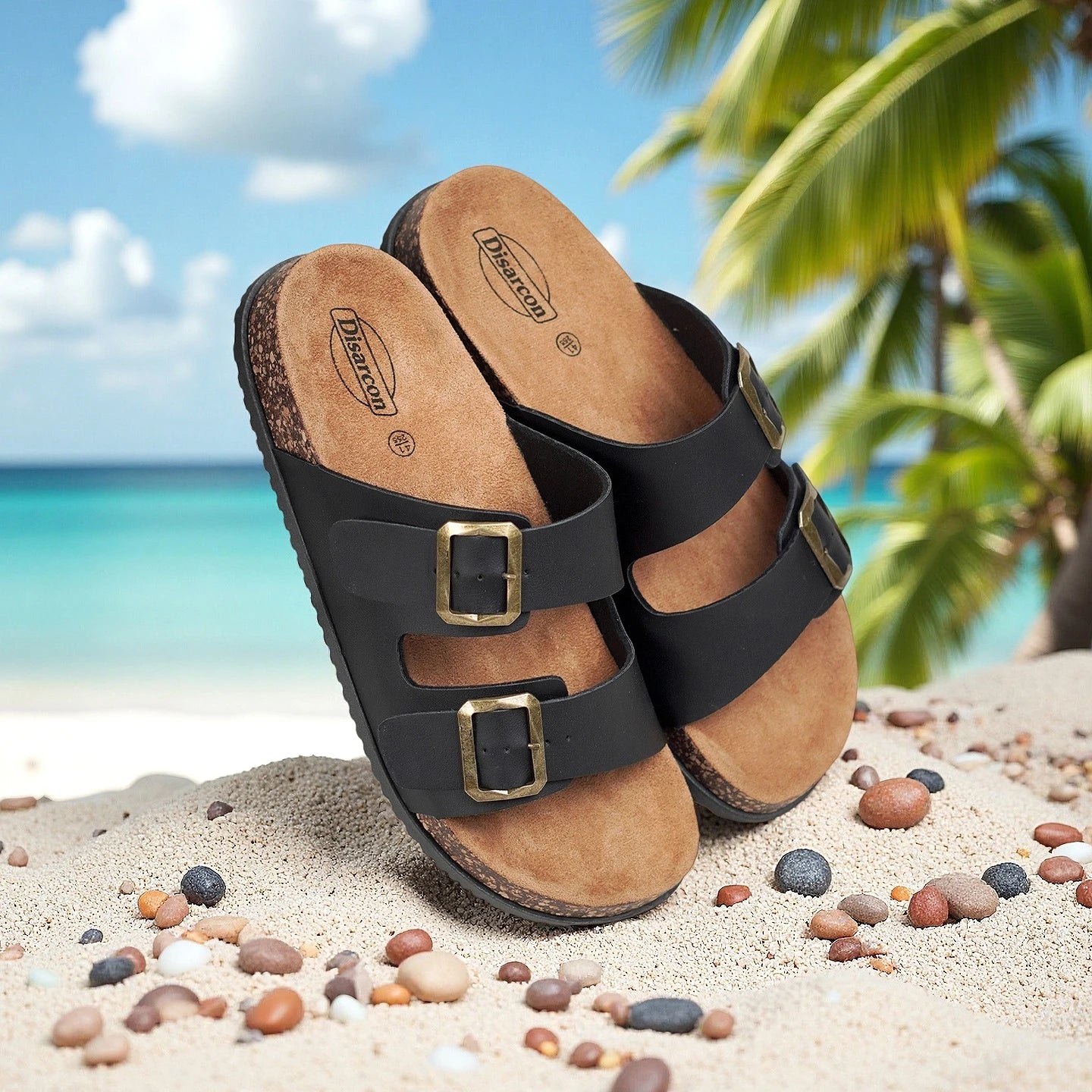 Men's Summer Sandals, Outdoor Leisure Vacation Beach Sandals, Double Buckle Design Unisex Large Size Sandals, Non-Slip, Breathable, Wear-Resistant, Versatile for Daily Wear, Indoor Home Slippers, High-End, Retro