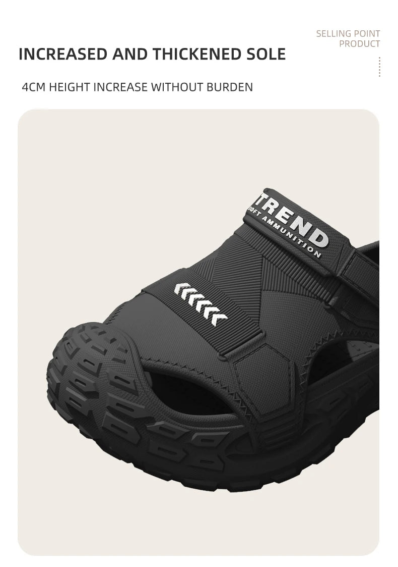 EVA sandals for men in summer, thick soft soled for outdoor wear, beach shoes for casual sports, and perforated shoes