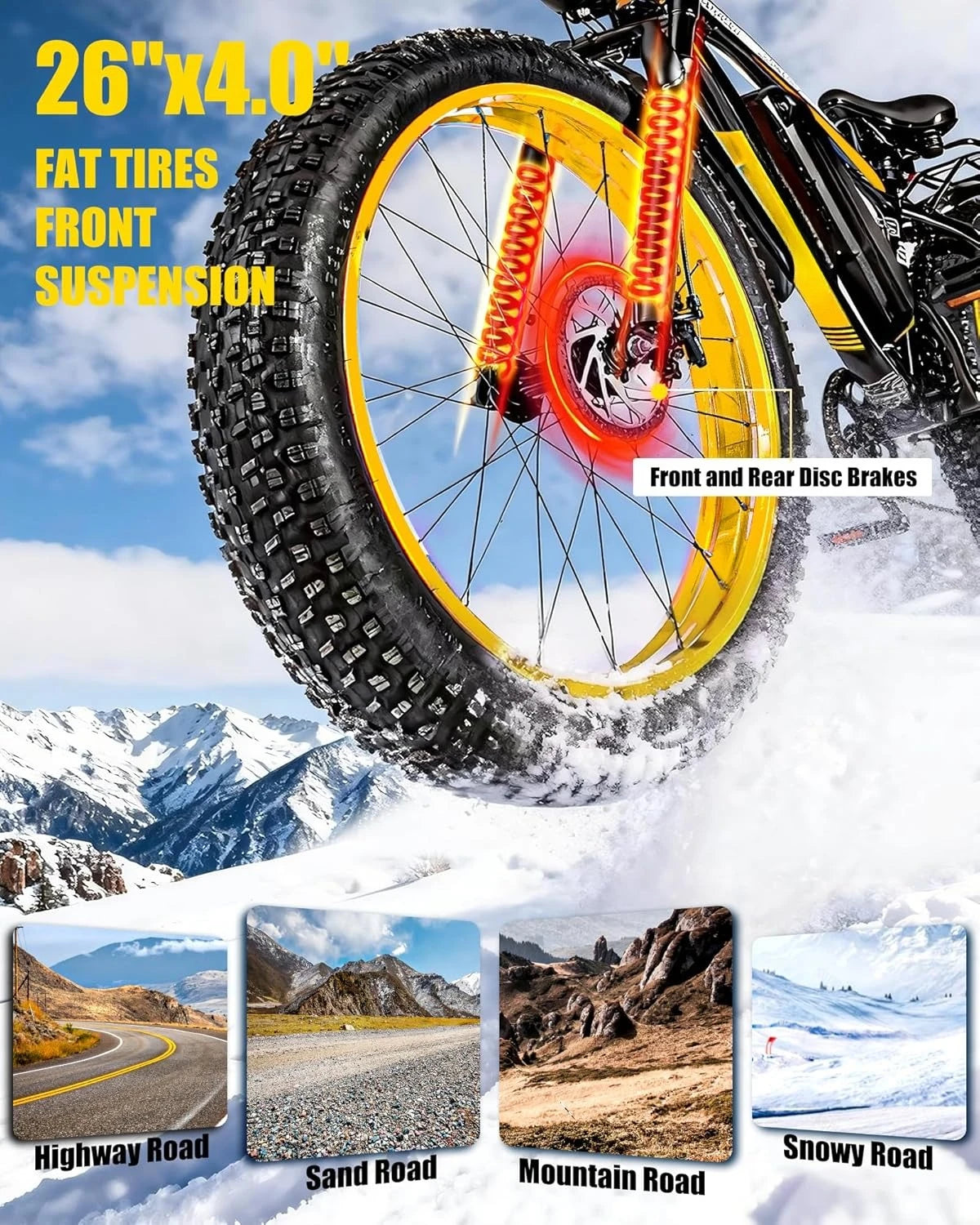 Electric Bike for Adults,1500W Peak Motor E Bikes, 26" Fat Tire Electric Bicycle, 30/33 MPH 60/70 Miles Electric, Customized