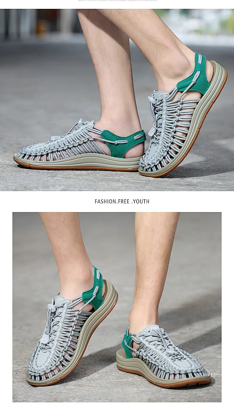 Men's braided casual outdoor sandals oversized sandals summer breathable oversized traceable shoes Roman sandals design Logo