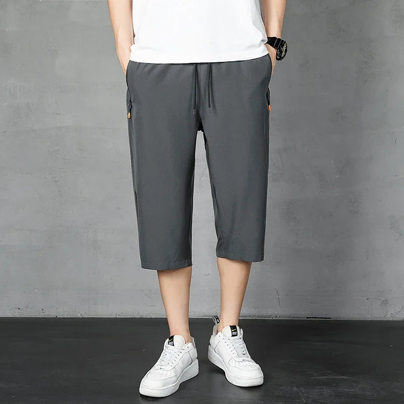 Men's Shorts Summer Thin Soft Cropped Pants Sports Casual Straight Shorts Oversize Sweatpants Quick Drying Jogger