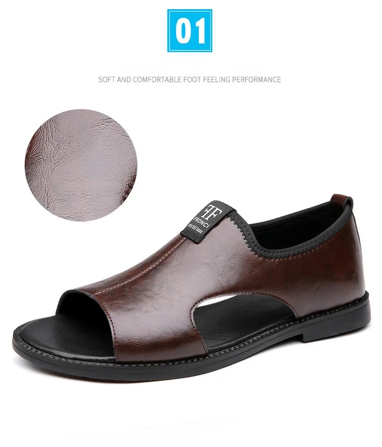 Brand Men's Sandals New Casual Shoes High Quality Soft Sole Men Slippers Outdoor Comfor Beach Shoes Leather Flat Sandals for Men