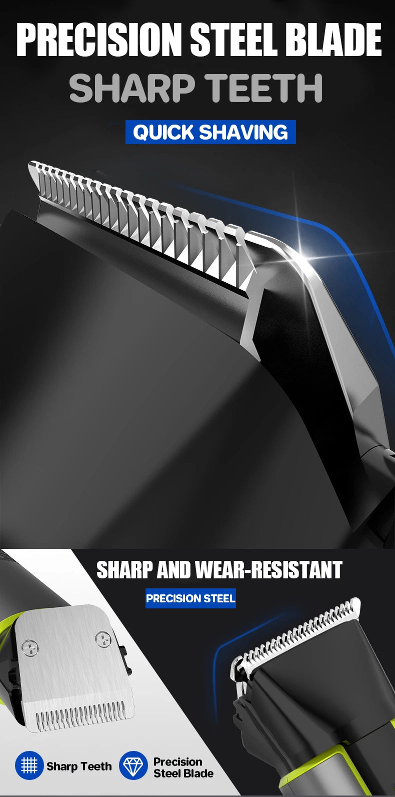 Beard Trimmer for Men Adjustable Hair Clippers Electric Cordless Kit Waterproof Professional Barbers Set Mens Mustache Trimmers