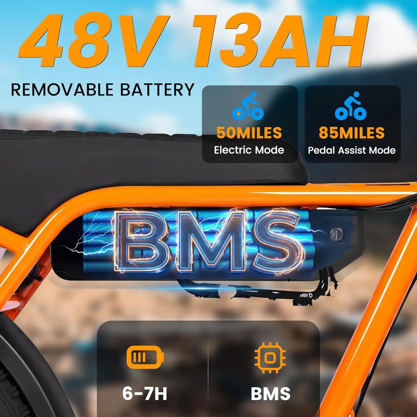 V101 Electric Dirt Motorcycle for Adults 16" x4.0 Fat Tire,48V13Ah, 28MPH, 7-Speed Dual Suspension, Dirt E-Mpoed, 50, Custom