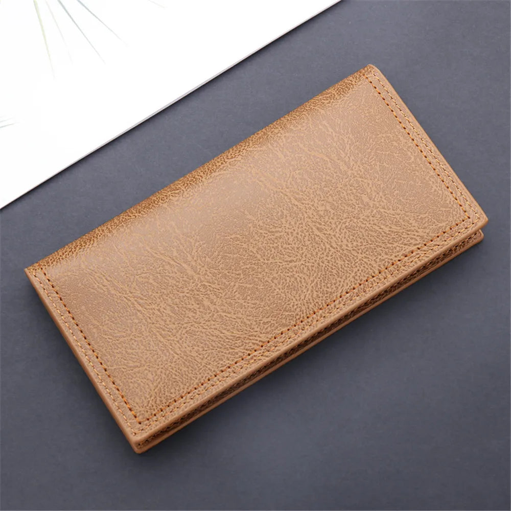 Fashion Men Wallets Long Pu Leather Vintage Thin Zipper Purse Man Credit Card Holder Brand High Quality Male Wallet Money Purses