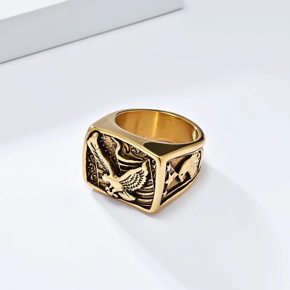 Eagle Rings Stainless Steel Art Retro Men Fashion Ring Jewelry