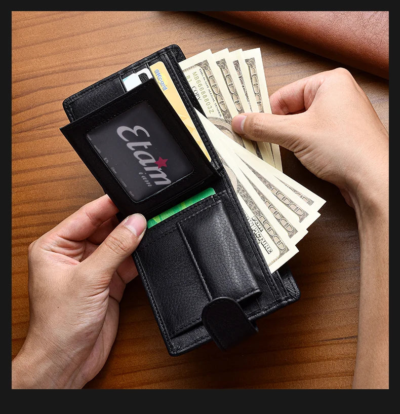 Genuine leather Men's Wallet Classic Style Short Multi-Card Wallet Coin Pocket Wallet High-End Minimalist wallet for Men