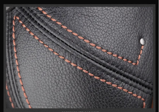 New Cowhide Genuine Leather Men Berets Cap Hat High Quality Fashion Men's Real Leather Adult Striped Black Hats