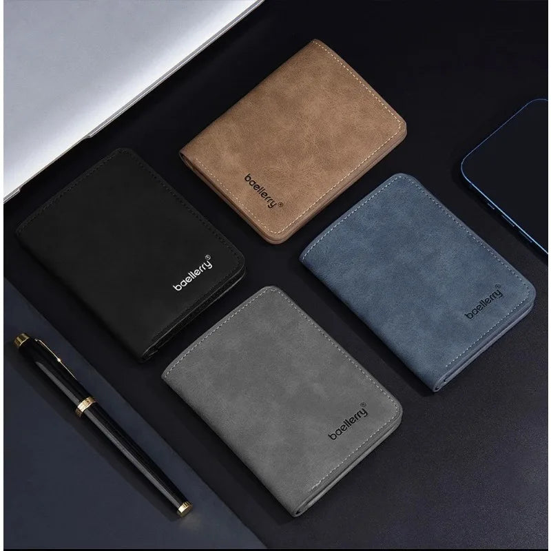 New Baellerry Wallet for Men PU Leather Front Pocket Minimalist Money ClipTravel Essentials Black blue brown gray four colors